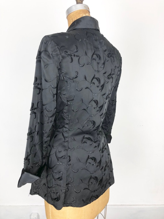 KILLER 40s Black Brocade Peplum Jacket W/ Rhinest… - image 8