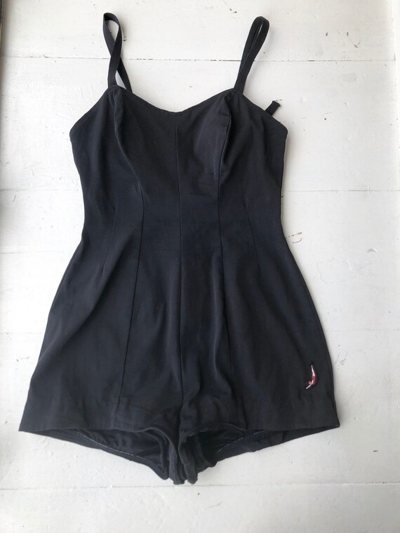 GORGEOUS 1950’s Jantzen Black One Piece Swimsuit M