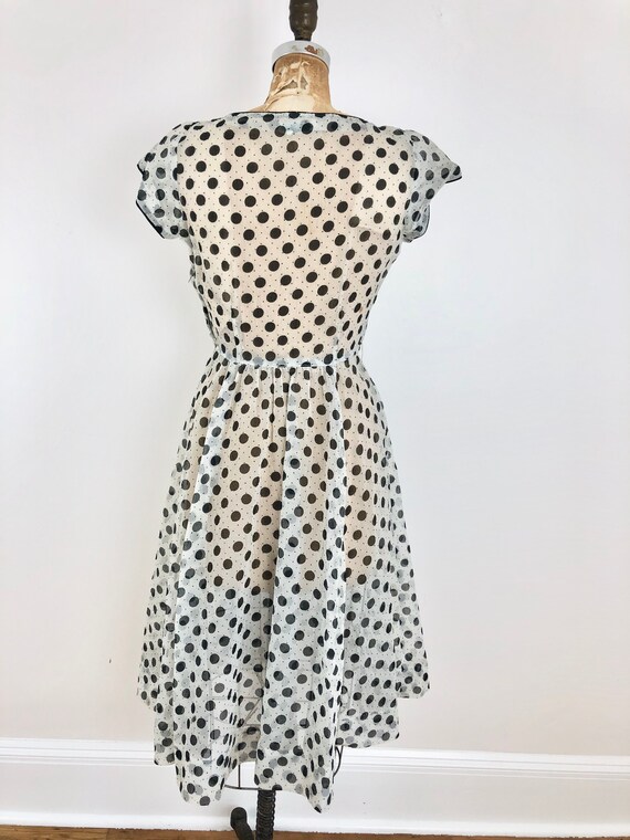 1950s McKettrick Sheer Polka Dot Seersucker Dress… - image 5