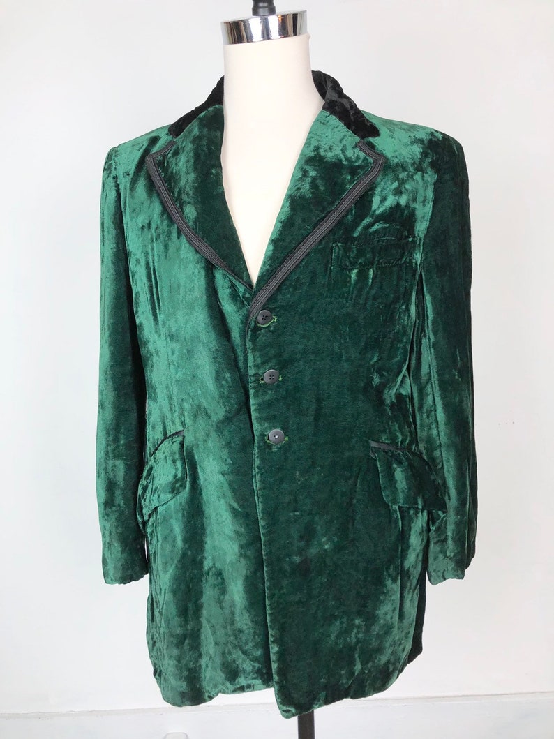 1970s Green Crushed Velvet Dinner Jacket M image 5