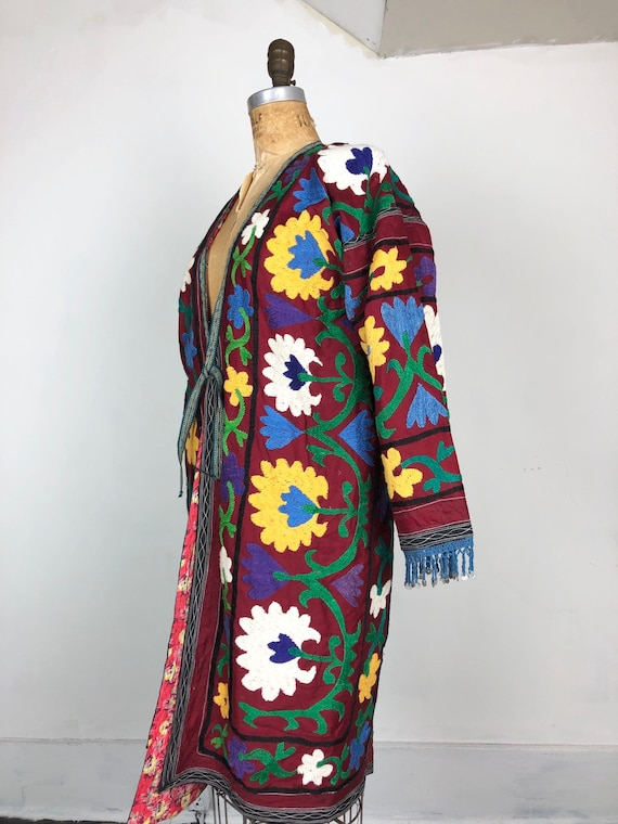 1970s Heavily Embroidered Uzbek Suzani Chapan S - image 5