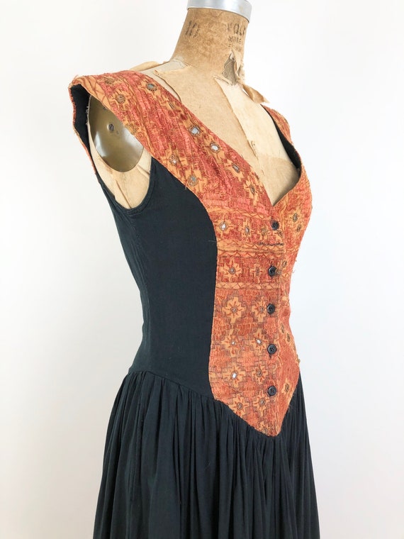 1970s Indian Embroidered Mirror Sun Dress S - image 3