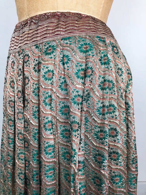 1960’s All Metallic Jacquard Indian Pleated Maxi … - image 2