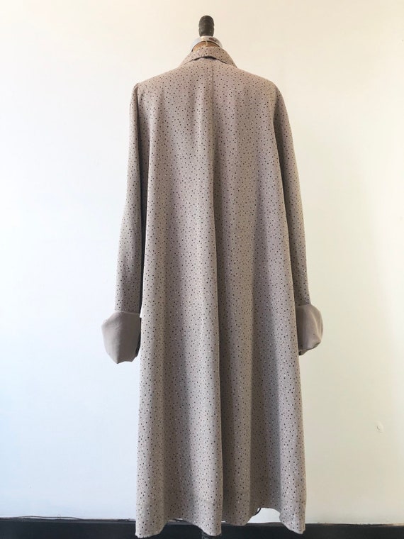 1940s Taupe Polka Dot Rayon Gabardine Swing Maxi … - image 3