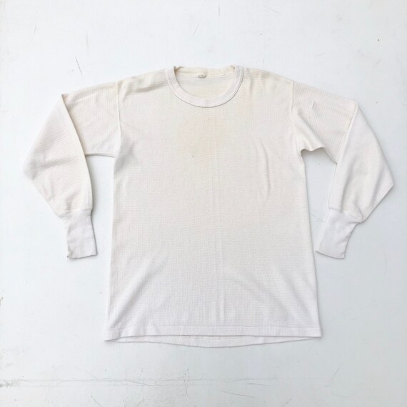 1950s White Cotton Thermal Top M - image 1