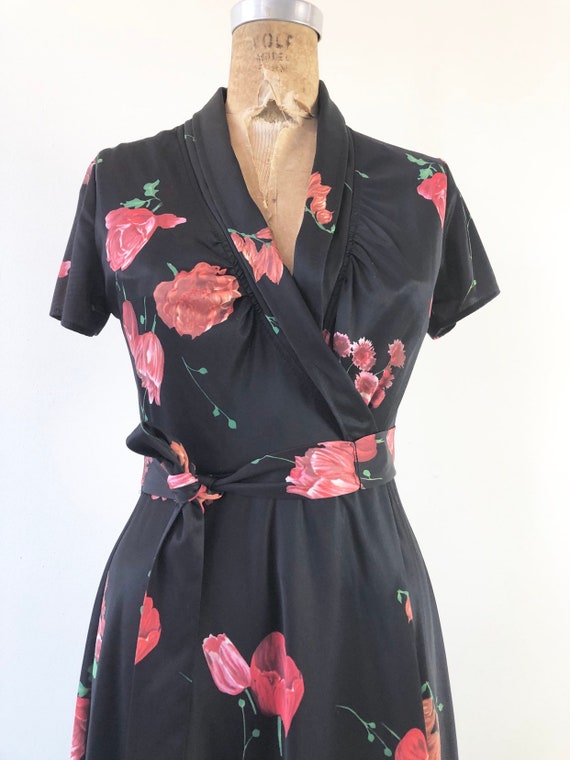 Sweet 1970’s Rose Print Wrap Dress S - image 4