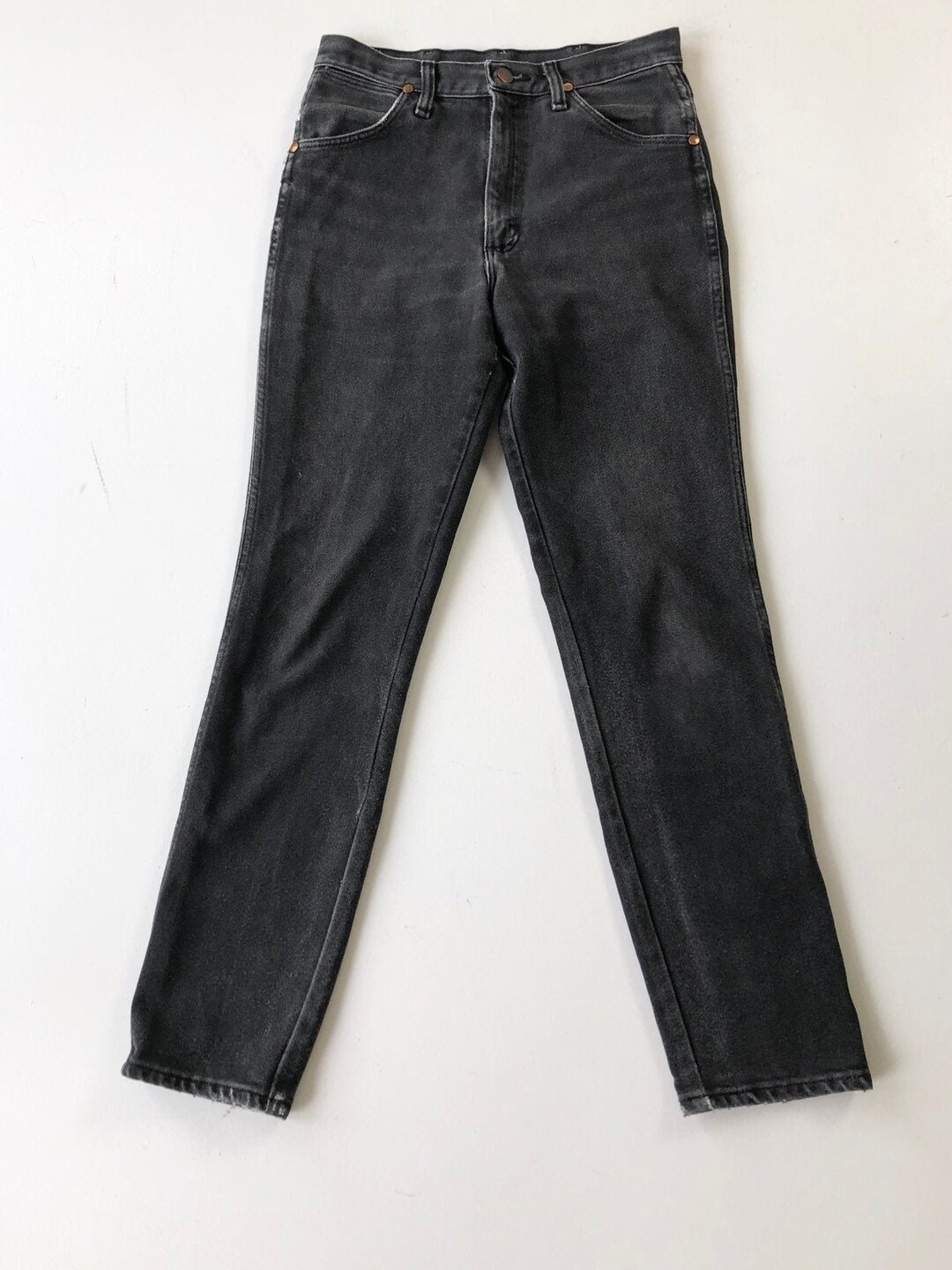 1980s Black Denim Wrangler Jeans 28 Waist - Etsy