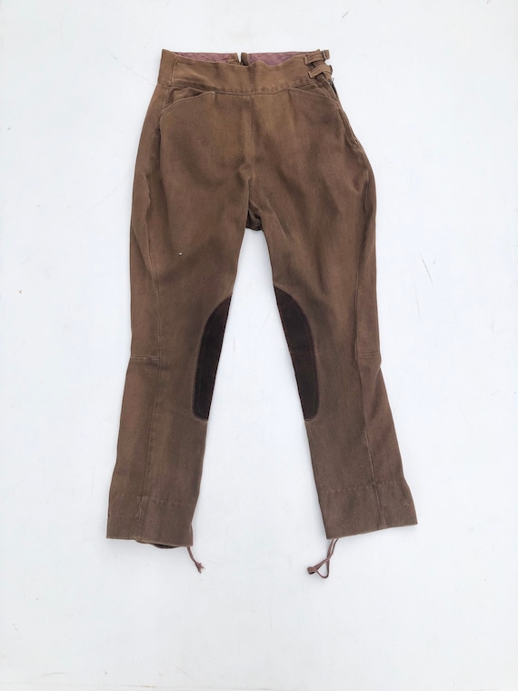 Gorgeous 1940’s Cocoa Brown Whipcord Jodhpurs 28” - image 1