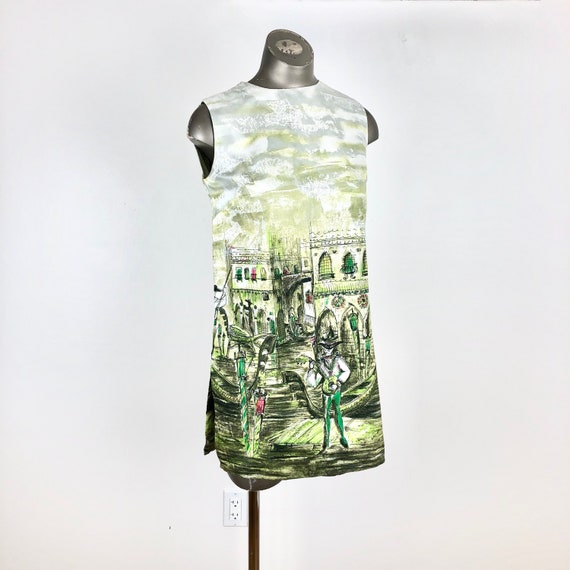 CUTE 1960’s Venetian Print Mini Dress Tunic S