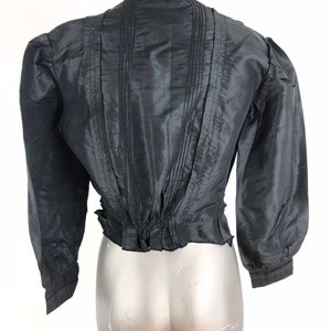 Antique Victorian Black Sateen Bodice S M image 7