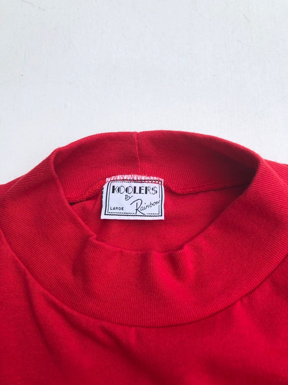 CUTE 1980s Red Cotton Knit Shirt L - image 2