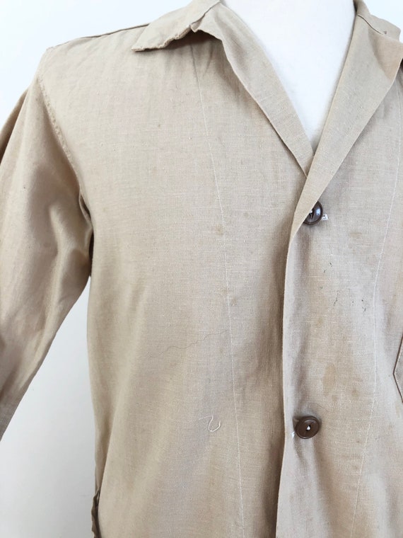 1930s Ivory Cotton Duster Jacket M - image 5