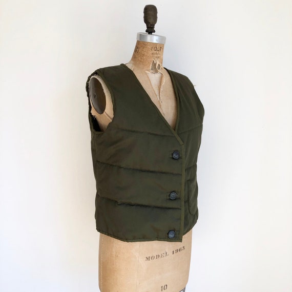 1990s Quilted Green Cotton Vest M