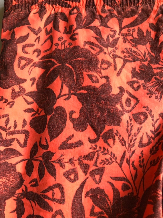 1990s Laguna Orange Floral Swim Trunks L - image 2