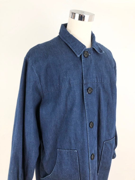 1990s Oversized Denim Zip Coat L - image 2