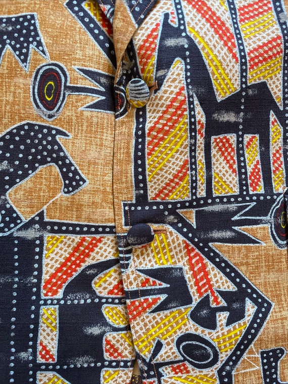 1960s Andy Mohan Hawaiian Bark Cloth Print Suit J… - image 8