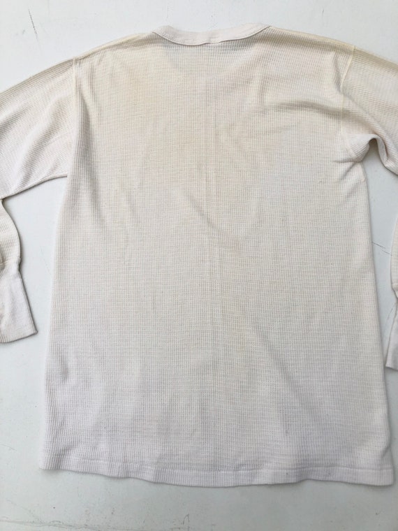 1950s White Cotton Thermal Top M - image 4