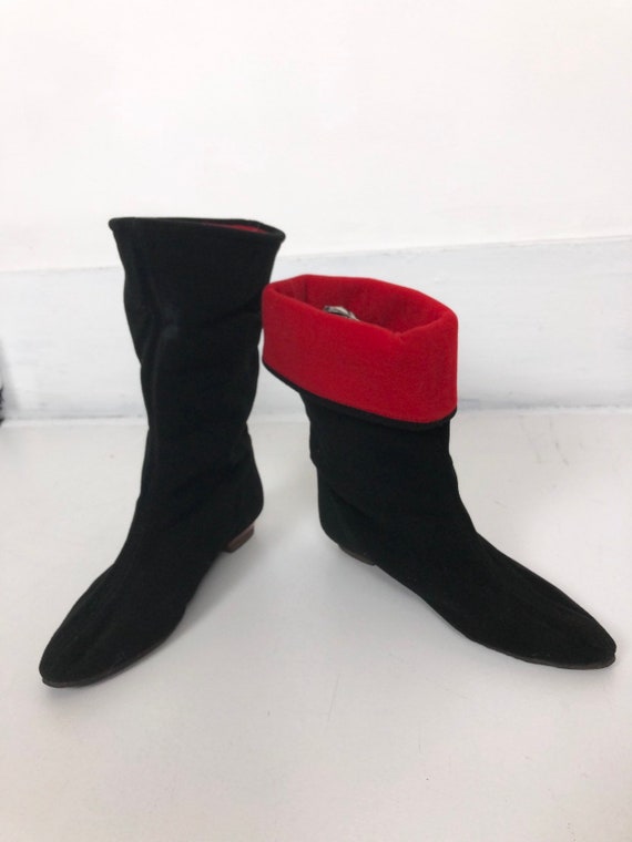 KILLER 50s Black and Red Wool Ankle Boots 6.5 - image 6