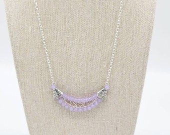 Caged Elegance Small Bib Purple Glass Necklace
