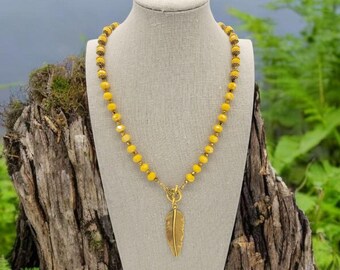 Golden Feather Necklace
