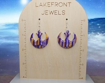 Star Wars Rebel Alliance Purple and Gold Polymer Clay Earrings