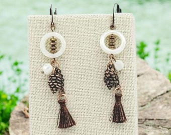 Pinecone Tassel Earrings
