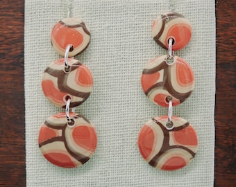 Three Circle Polymer Clay Earrings