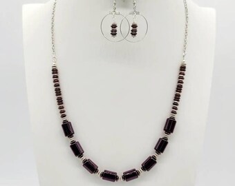 Burgundy Czech glass Beaded Necklace