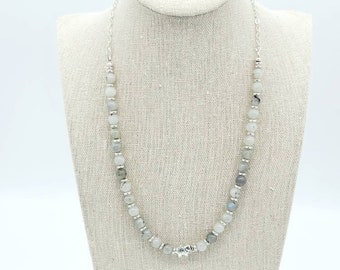 Concrete Jungle Labradorite and Silver Elephant Necklace