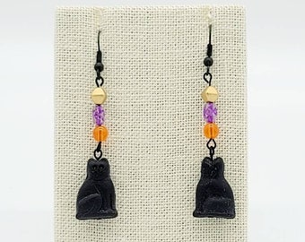 Black Cat Halloween Earrings