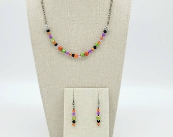 Trick or Treating Necklace and Earring Set Halloween Jewelry Set