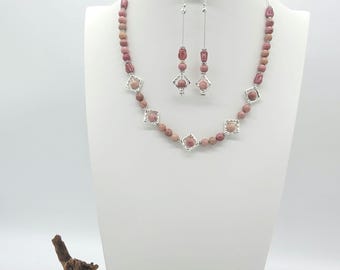Strawberry Fluff Necklace Earrings and Bracelet
