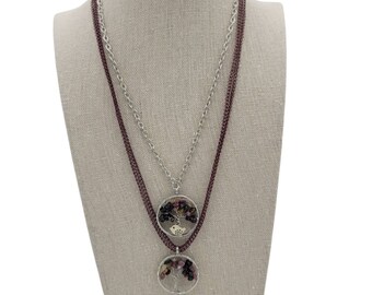 Tree of Life and Silver Silk with Chain Link Necklace