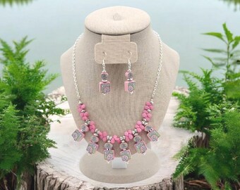 Pinky Pink Necklace and Earring Set