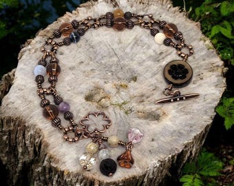 Copper Sky Copper, Gemstone, and Glass Bracelet