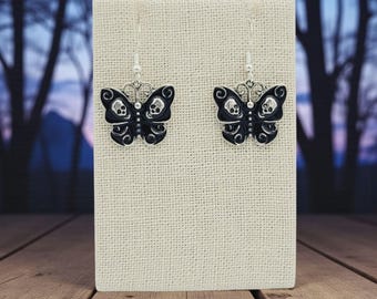 Halloween Butterfly Skull Earrings