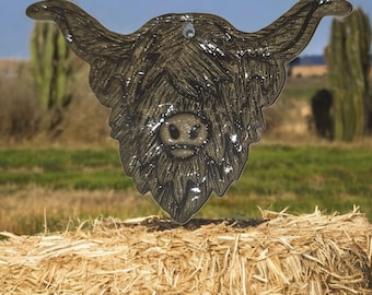 Highland Cow Rustic Polymer Clay Pendant