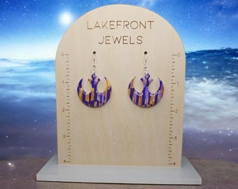 Star Wars Rebel Alliance Purple and Gold Polymer Clay Earrings