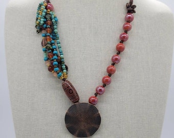 Eclectic Harmony Glass and Metal Necklace