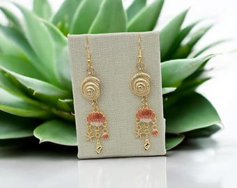 Peachy Sea Shell Earrings
