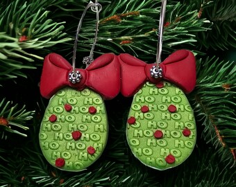 Bow Ho Ho Ho Christmas Earrings