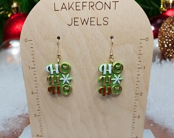 Green and Red Christmas Cheer Polymer Clay Earrings