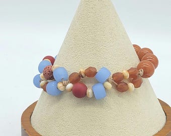 Ocean Breeze Glass and Leather Bracelet