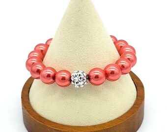 Sparkles and Glass Pearls Stretch Bracelet