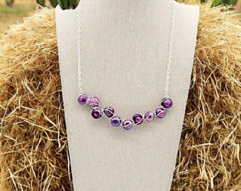 Purple Twist Necklace Real Freshwater Pearls