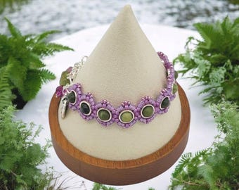 Seed Beaded Bracelet With Large Crystal