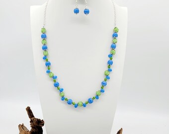 Blue Me Away Necklace,  Earrings,  and Bracelet Set