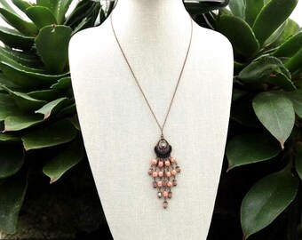 Dripping Pink Necklace and Earrings