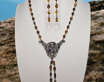 Highland Cow Necklace and Earrings