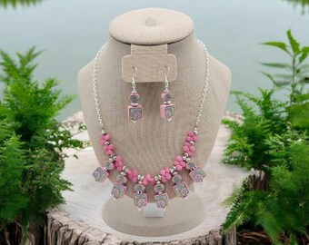 Pinky Pink Necklace and Earring Set